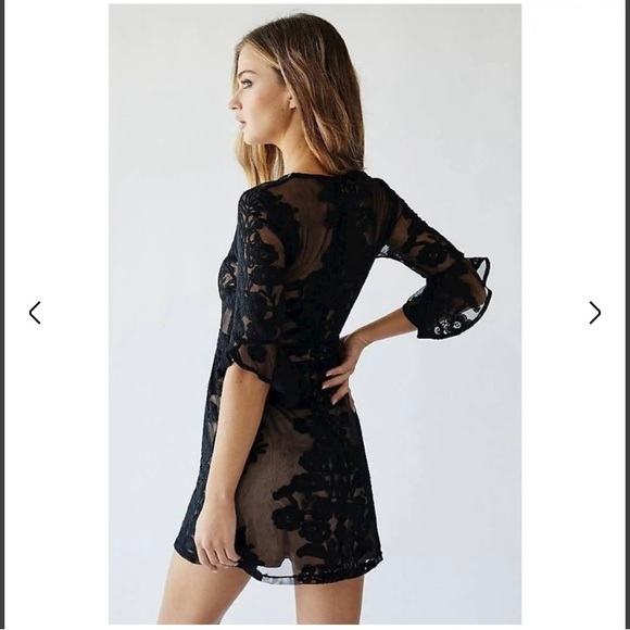 Free People✨Temecula Lace Mini Dress - Black - Picture 4 of 8